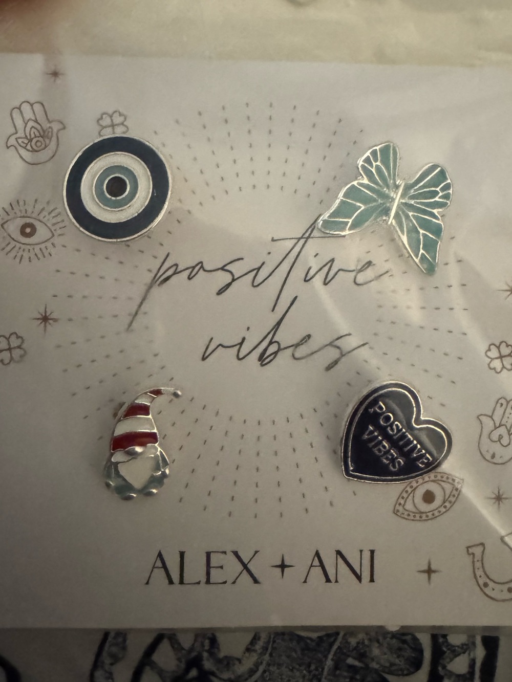 NWT! Alex and Ani Positive Vibes Enamel & chrome  Pin Set